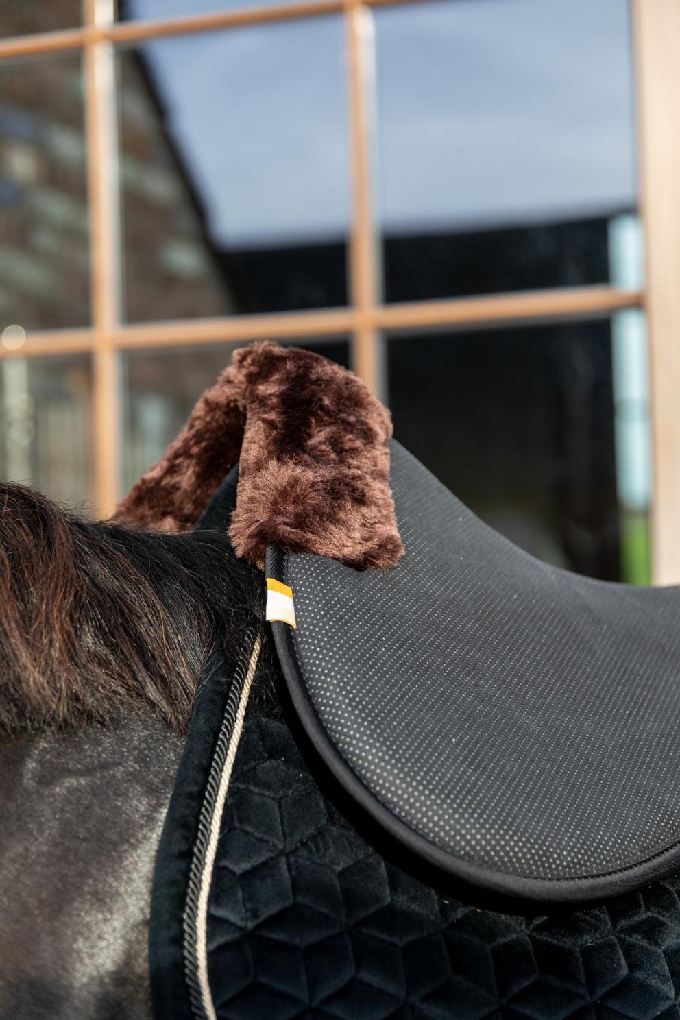 Amortisseur Anatomique Absorb Avec Peau De Mouton Noir - Half Pad Pour Selle Cheval