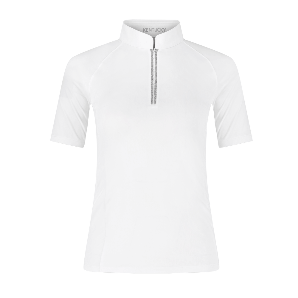 Turniershirt Classic Damen Glitzer Reisverschluss Kurze Ärmeln