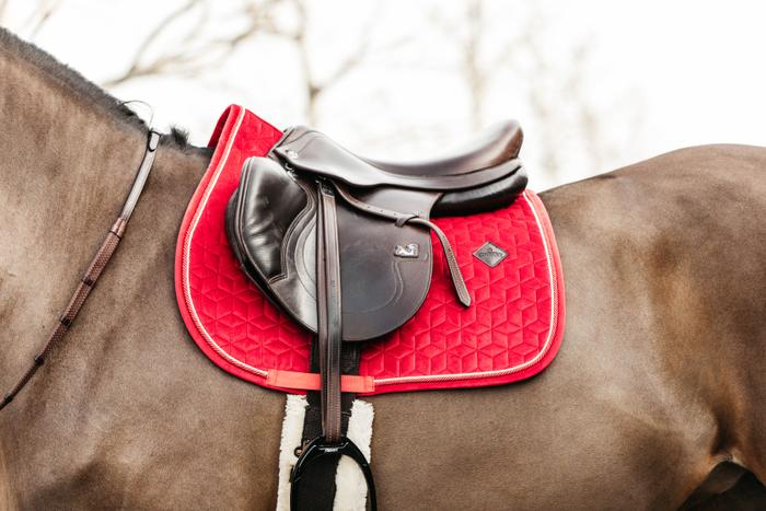 Tapis De Selle FULL Velours Noir - Saut D'Obstacles, Élégant Et Confortable Pour Cheval